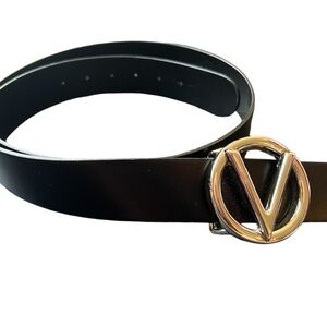 Valentino Black Belt, silver hardware, size Large